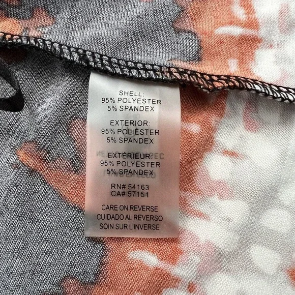 Calvin Klein Red Black Abstract Stripe Print Pleated Neckline Sleeveless Top XL - Picture 5 of 7